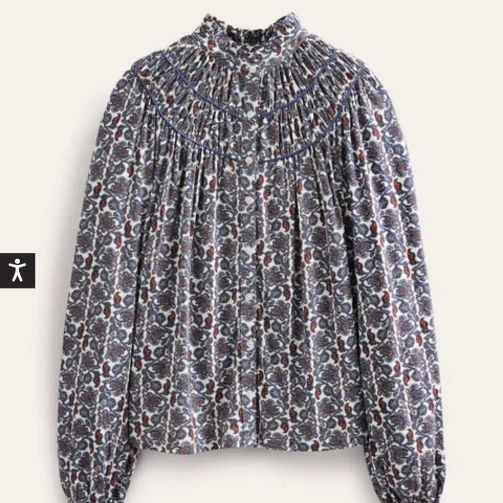 NWOT Boden Ruched Yoke Jersey Shirt